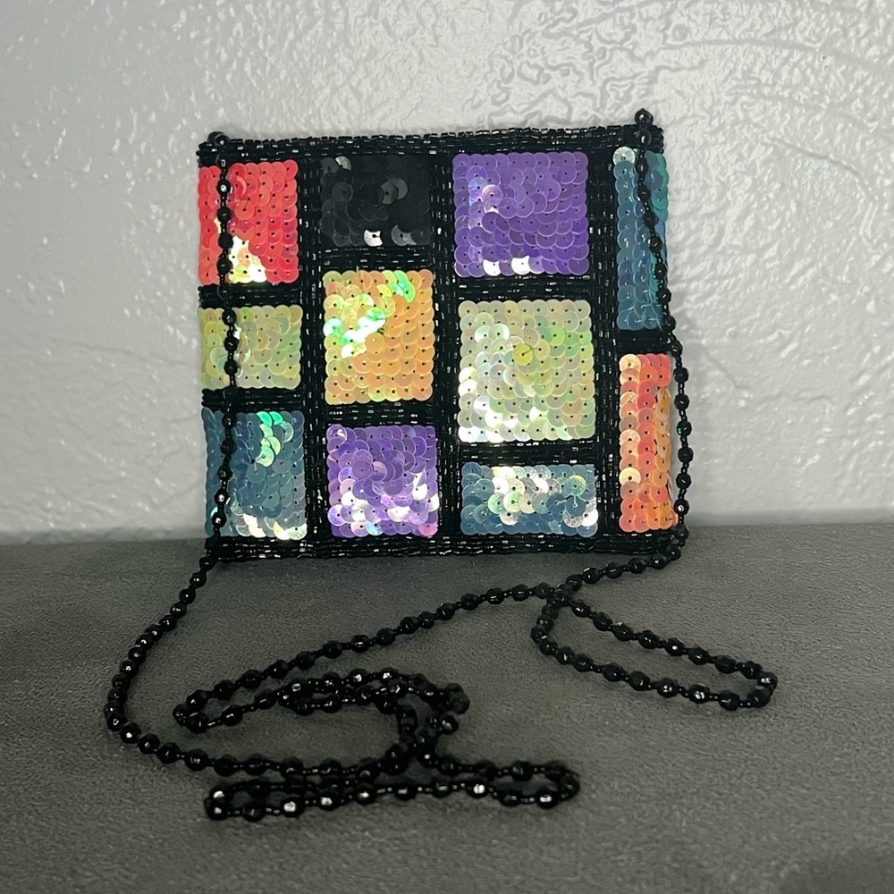 Valerie Stevens Multicolor Color Block Sequin Crossbody Bag